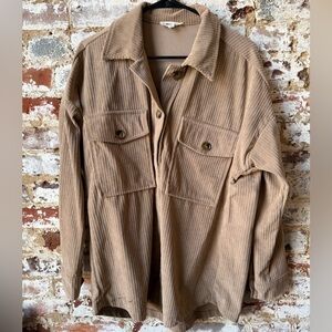 eesome Tan Corduroy Overshirt Jacket